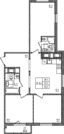 Купить многокомнатную квартиру у метро Улица Дыбенко в Санкт-Петербурге. Вариант № 7572710, 0, площадь -  квм, цена 21617887 рублей
