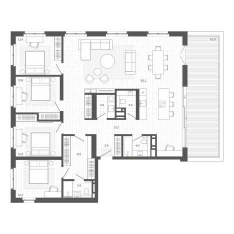 Купить четырехкомнатную квартиру на улице Сибирский проспект в Барнауле. Вариант № 1769325, 0, площадь -  квм, цена 34777000 рублей