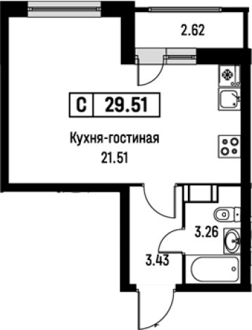 Купить Студию в новостройках в ЖК Урбанист в Мурине. Вариант № 8062366, 0, площадь -  квм, цена 6021655 рублей
