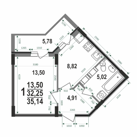 Купить однокомнатную квартиру в Микрорайоне Южный, Ковров в Коврове. Вариант № 6848753, 5, площадь -  квм, цена 3638747 рублей