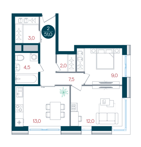 Купить двухкомнатную квартиру у метро Кантемировская в Москве. Вариант № 8922168, 0, площадь - квм, цена 17665598 рублей