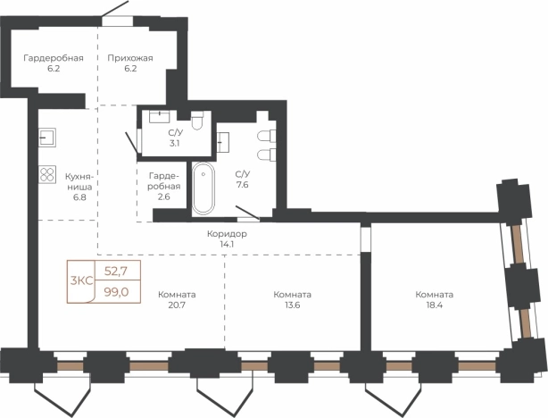 Купить квартиру в Барнауле. Вариант № 6841340, 0, площадь -  квм, цена 24893736 рублей