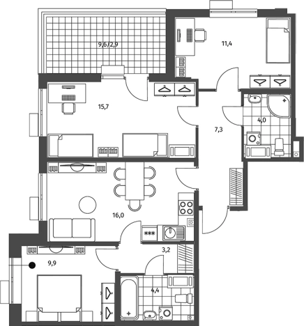 Купить многокомнатную квартиру в новостройках в ЖК Парусная 1 в Санкт-Петербурге. Вариант № 9324602, 0, площадь -  квм, цена 30130000 рублей