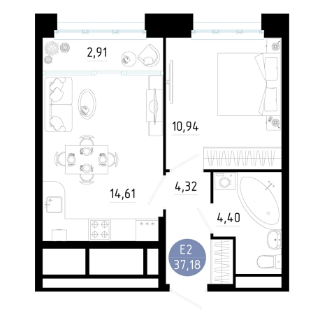 Купить однокомнатную квартиру в новостройках в ЖК Роща в Рязани. Вариант № 151473, 0, площадь -  квм, цена 5166905 рублей