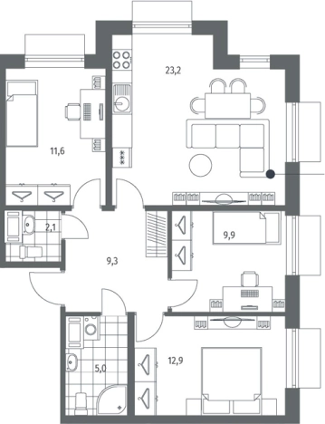 Купить многокомнатную квартиру в новостройках в ЖК Парусная 1 в Санкт-Петербурге. Вариант № 9324482, 0, площадь -  квм, цена 28823000 рублей