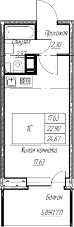 Купить Студию в ЖК  Аквилон Stories в Кудрове. Вариант № 880501, 0, площадь -  квм, цена 5600114 рублей