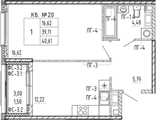 Купить однокомнатную квартиру у метро Звёздная в Санкт-Петербурге. Вариант № 5587152, 0, площадь -  квм, цена 8670235 рублей