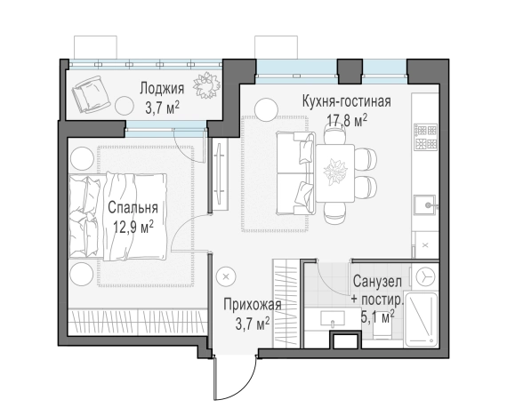 Купить двухкомнатную квартиру в новостройках в Микрорайоне Новое Пушкино, Пушкино в Пушкине. Вариант № 165898, 0, площадь -  квм, цена 6910000 рублей