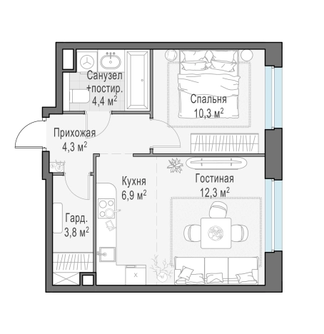Купить двухкомнатную квартиру в ЖК Белый Grad в Мытищах. Вариант № 168104, 0, площадь -  квм, цена 10060000 рублей