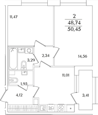 Купить двухкомнатную квартиру в районе Калининский в Санкт-Петербурге. Вариант № 6233837, 0, площадь -  квм, цена 16671452 рублей