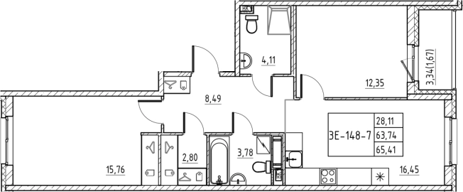 Купить трехкомнатную квартиру в ЖК Энфилд в Ленинградской области. Вариант № 7830547, 0, площадь -  квм, цена 11273414 рублей