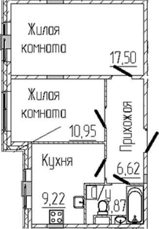 Купить двухкомнатную квартиру на улице Заречная в Сертолове. Вариант № 6057452, 0, площадь -  квм, цена 8938496 рублей