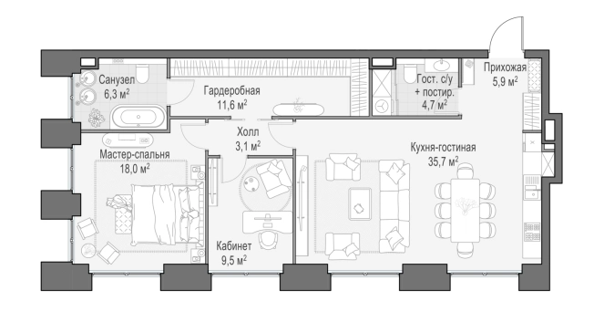 Купить трехкомнатную квартиру у метро Улица 1905 года в Москве. Вариант № 168620, 0, площадь -  квм, цена 142100000 рублей