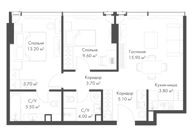 . Вариант № 161545, 0, площадь - 60.8 квм, цена 60575040 рублей