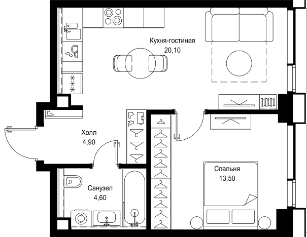 Купить однокомнатную квартиру в новостройках у метро Тушинская в Москве. Вариант № 148118, 0, площадь -  квм, цена 21317260 рублей