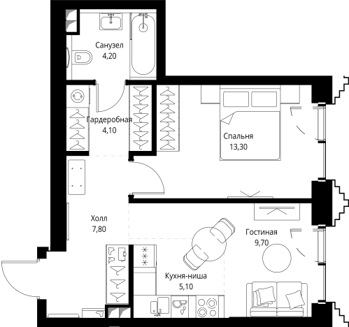 Купить однокомнатную квартиру в новостройках в ЖК SET в Москве. Вариант № 480516, 0, площадь -  квм, цена 27183000 рублей