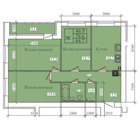 Купить квартиру в новостройках в ЖК "Олимпийский" литре 1 в Иванове. Вариант № 1168659, 0, площадь -  квм, цена 9164000 рублей