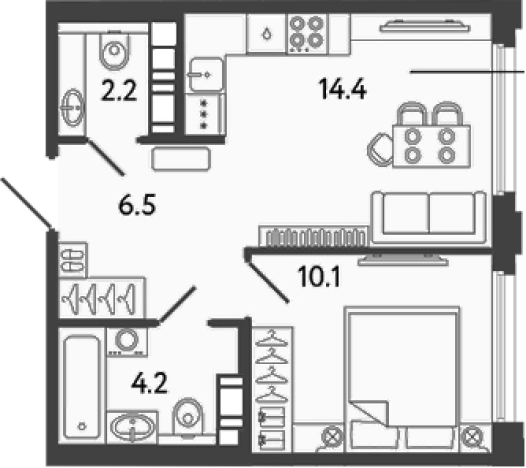 Купить однокомнатную квартиру в районе Невский в Санкт-Петербурге. Вариант № 6251768, 0, площадь -  квм, цена 12187777 рублей