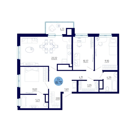 Купить трехкомнатную квартиру на улице проезд Бульвар Оптимистов в Рязанской области. Вариант № 102240, 0, площадь -  квм, цена 9707799 рублей