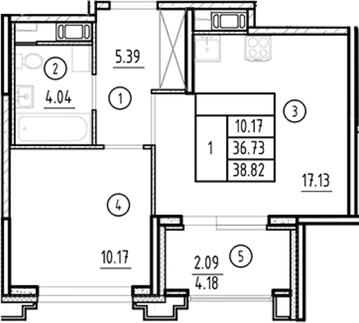 . Вариант № 8996663, 0, площадь - 36.73 квм, цена 18668538 рублей