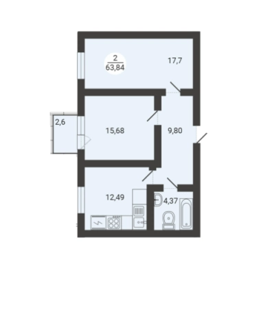 Купить двухкомнатную квартиру на улице Пионерская в Республике Башкортостан. Вариант № 10010685, 20, площадь -  квм, цена 6429954 рублей