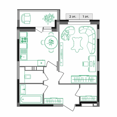. Вариант № 2731750, 0, площадь - 39.8 квм, цена 4296410 рублей