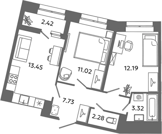 Купить квартиру в ЖК Загляденье в Ленинградской области. Вариант № 6632241, 0, площадь -  квм, цена 8357737 рублей