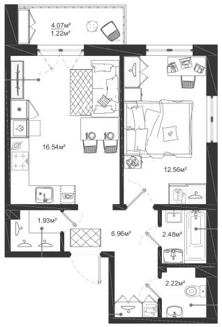 Купить двухкомнатную квартиру в новостройках у метро Горьковская в Санкт-Петербурге. Вариант № 100753, 0, площадь -  квм, цена 10442281 рублей
