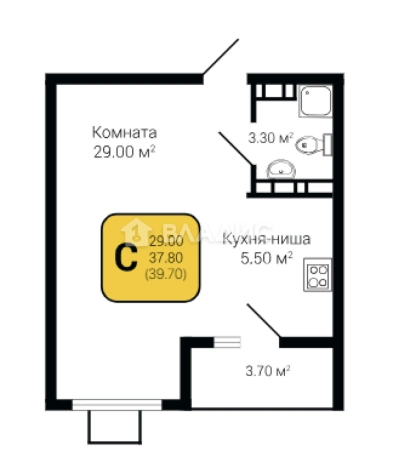 Купить Студию в Воронеже. Вариант № 1300826, 0, площадь - квм, цена 5532873 рублей