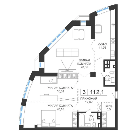 Купить трехкомнатную квартиру в Приморском крае. Вариант № 6059061, 0, площадь -  квм, цена 30827500 рублей