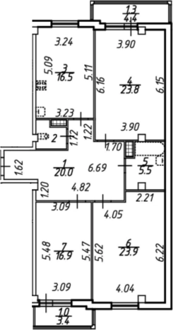 Купить многокомнатную квартиру в Всеволожске. Вариант № 7833139, 0, площадь -  квм, цена 13905000 рублей