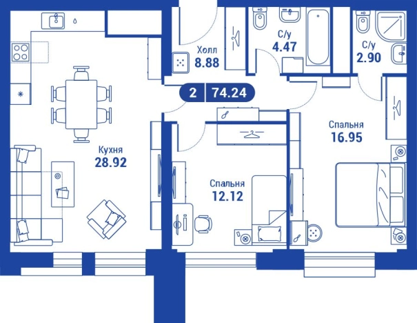 Купить двухкомнатную квартиру на вторичке в ЖК ILOVE в Москве. Вариант № 113264, 0, площадь -  квм, цена 32529280 рублей