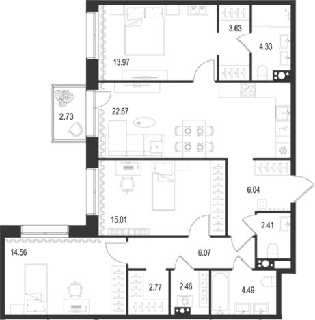 Купить многокомнатную квартиру в районе Адмиралтейский в Санкт-Петербурге. Вариант № 7260387, 0, площадь -  квм, цена 86226842 рублей
