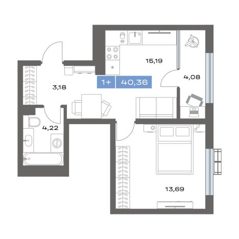 Купить однокомнатную квартиру в новостройках в Тобольске. Вариант № 92905, 0, площадь -  квм, цена 5300000 рублей