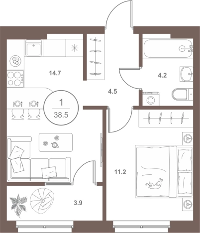 Купить однокомнатную квартиру в районе Октябрьский в Пензенской области. Вариант № 4007077, 0, площадь -  квм, цена 4446000 рублей