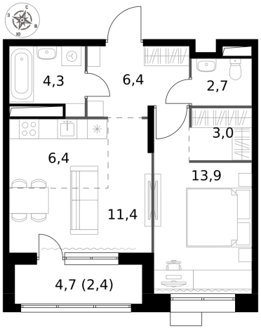 Купить двухкомнатную квартиру у метро Саларьево в Москве. Вариант № 9693062, 0, площадь -  квм, цена 19523300 рублей
