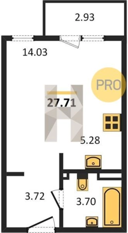 Купить Студию в Микрорайоне 2-й, Северо-Западный жилой район в Ижевске. Вариант № 65683, 0, площадь -  квм, цена 2004100 рублей
