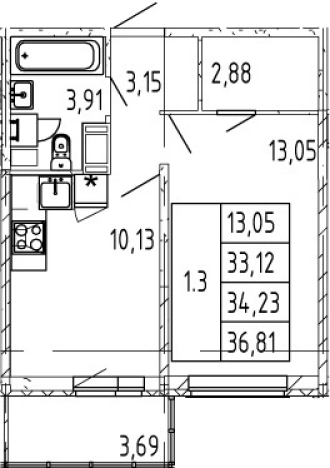 Купить однокомнатную квартиру в новостройках у метро Садовая в Санкт-Петербурге. Вариант № 74450, 0, площадь -  квм, цена 6684888 рублей