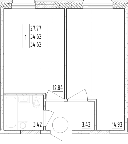 Купить однокомнатную квартиру на улице Коломяжский проспект в Санкт-Петербурге. Вариант № 6209835, 0, площадь -  квм, цена 8119602 рублей