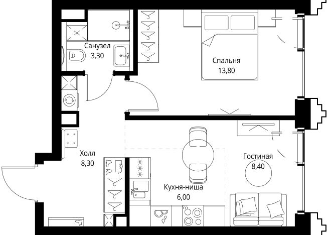 Купить однокомнатную квартиру в новостройках в ЖК SET в Москве. Вариант № 10349360, 0, площадь -  квм, цена 26367500 рублей