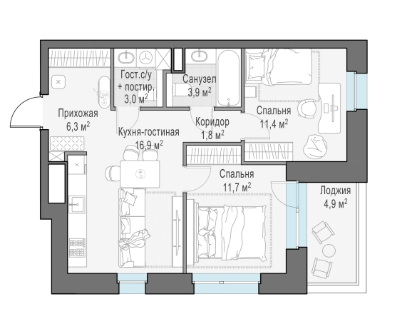 Купить двухкомнатную квартиру в ЖК FORIVER в Москве. Вариант № 169166, 0, площадь -  квм, цена 42380000 рублей