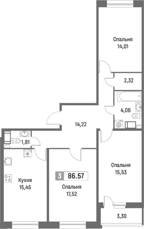 Купить многокомнатную квартиру в новостройках в Всеволожске. Вариант № 8064872, 0, площадь -  квм, цена 13514432 рублей
