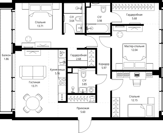 . Вариант № 10613981, 0, площадь - 90.03 квм, цена 69161046 рублей
