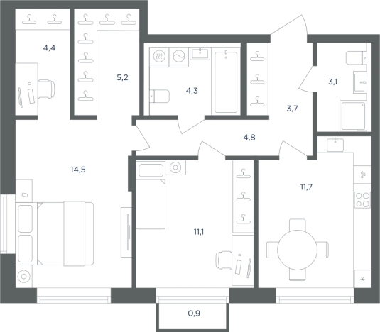 Купить двухкомнатную квартиру в новостройках в Одинцове. Вариант № 160970, 0, площадь -  квм, цена 14383196 рублей