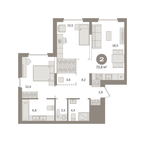 Купить двухкомнатную квартиру у метро Домодедовская в Видном. Вариант № 8529909, 0, площадь -  квм, цена 12440000 рублей