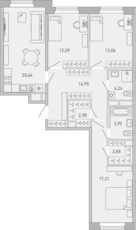 . Вариант № 9145339, 0, площадь - 91.83 квм, цена 36850055 рублей