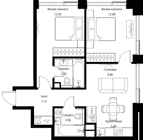 Купить двухкомнатную квартиру в СЗАО в Москве. Вариант № 141862, 0, площадь - квм, цена 25589004 рублей