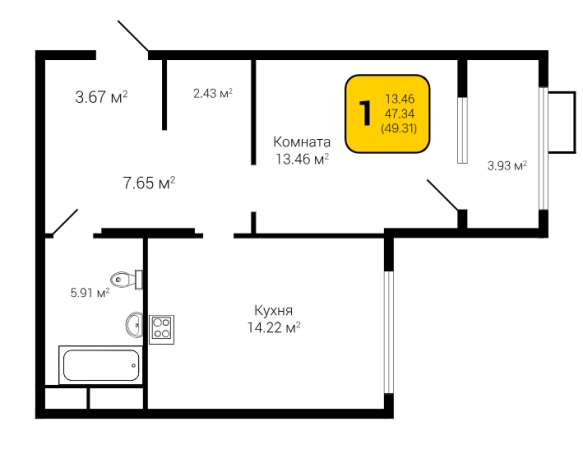 Купить однокомнатную квартиру в ЖК Z-town в Воронеже. Вариант № 133709, 0, площадь -  квм, цена 7713431 рублей