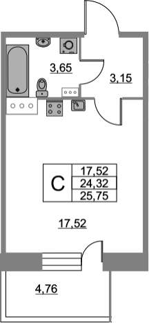 Купить Студию в новостройках у метро Улица Дыбенко в Кудрове. Вариант № 880503, 0, площадь -  квм, цена 6308935 рублей