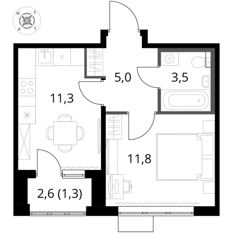 Купить однокомнатную квартиру на улице Юбилейный проспект в Химках. Вариант № 9825743, 0, площадь -  квм, цена 12179580 рублей